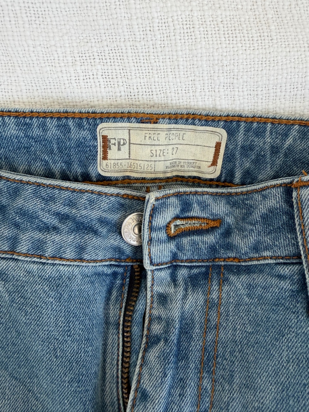 Free People Light Blue Skinny Jeans with Floral Embroidery - Picture 4 of 7